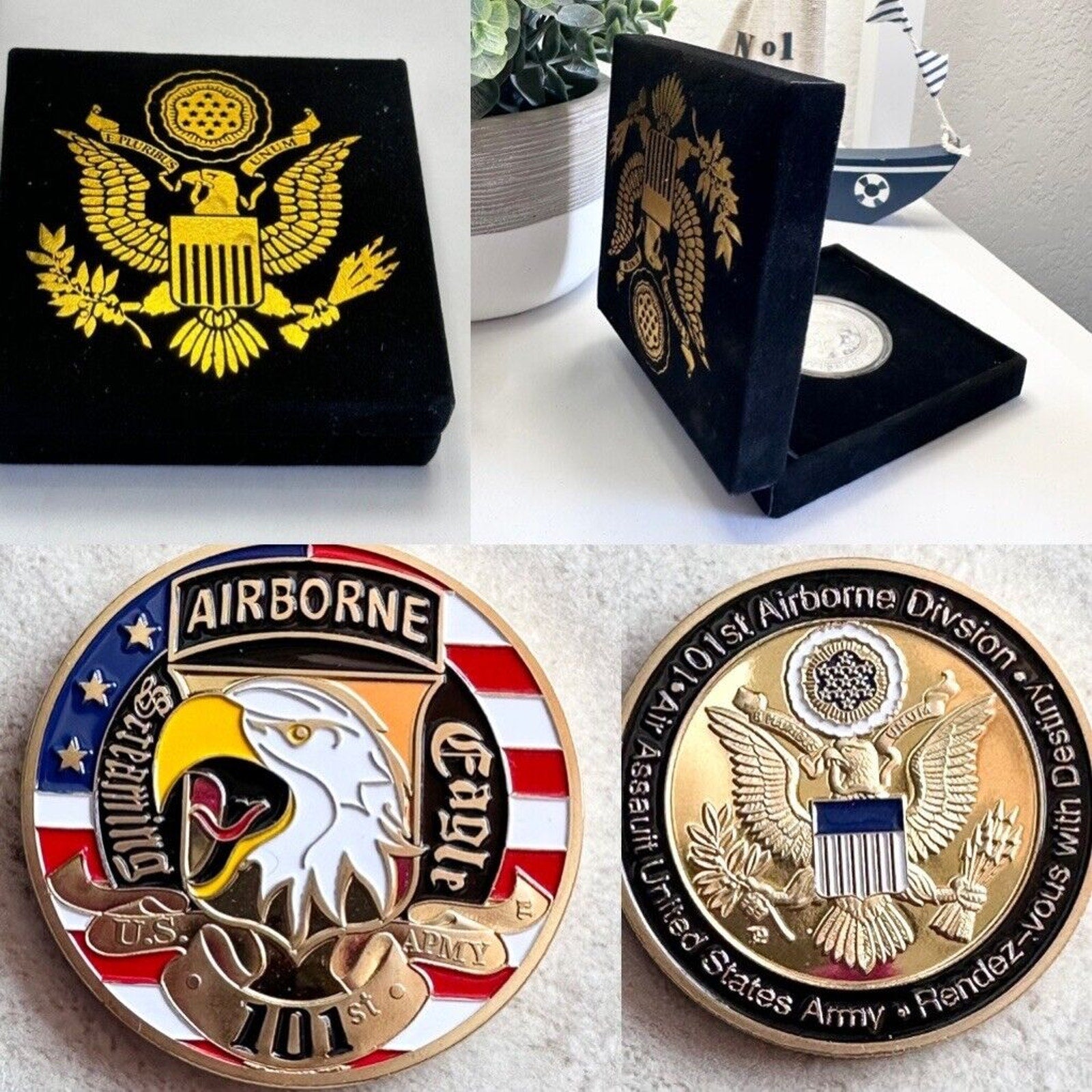 US ARMY 101st Airborne Challenge Coin with velvet case