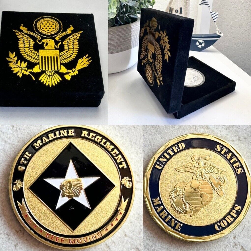 US MARINE CORPS - 6th MARINE REGIMENT Challenge Coin with velvet case