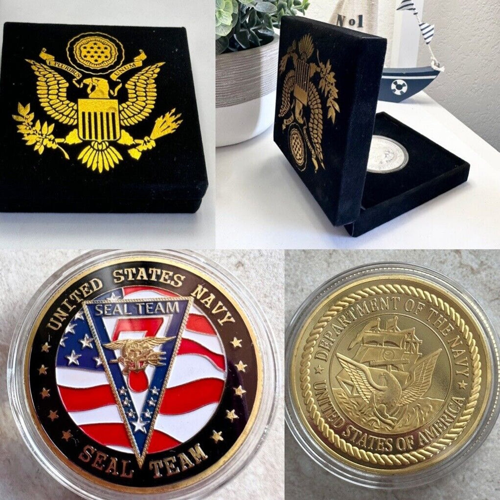 US NAVY SEAL TEAM SEVEN Challenge Coin with velvet Presentation case