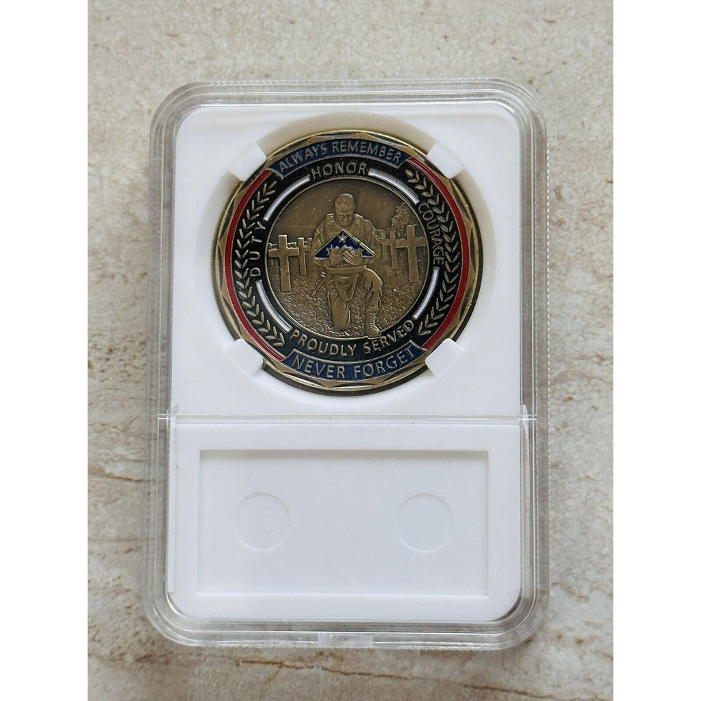Military Challenge Coin Veteran Coin - Stand for The Flag, Kneel for The Fallen