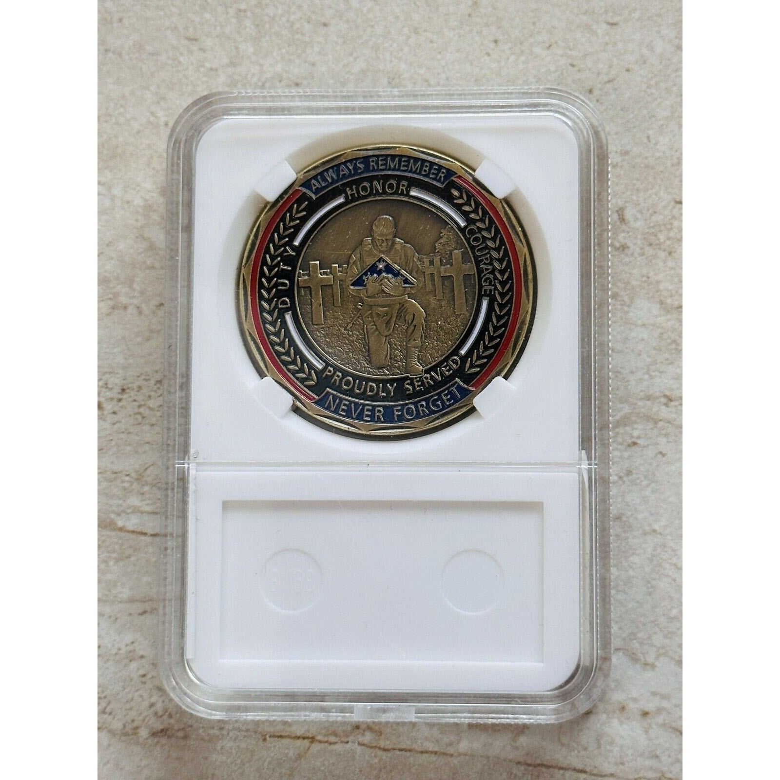 Military Challenge Coin Veteran Coin - Stand for The Flag, Kneel for The Fallen