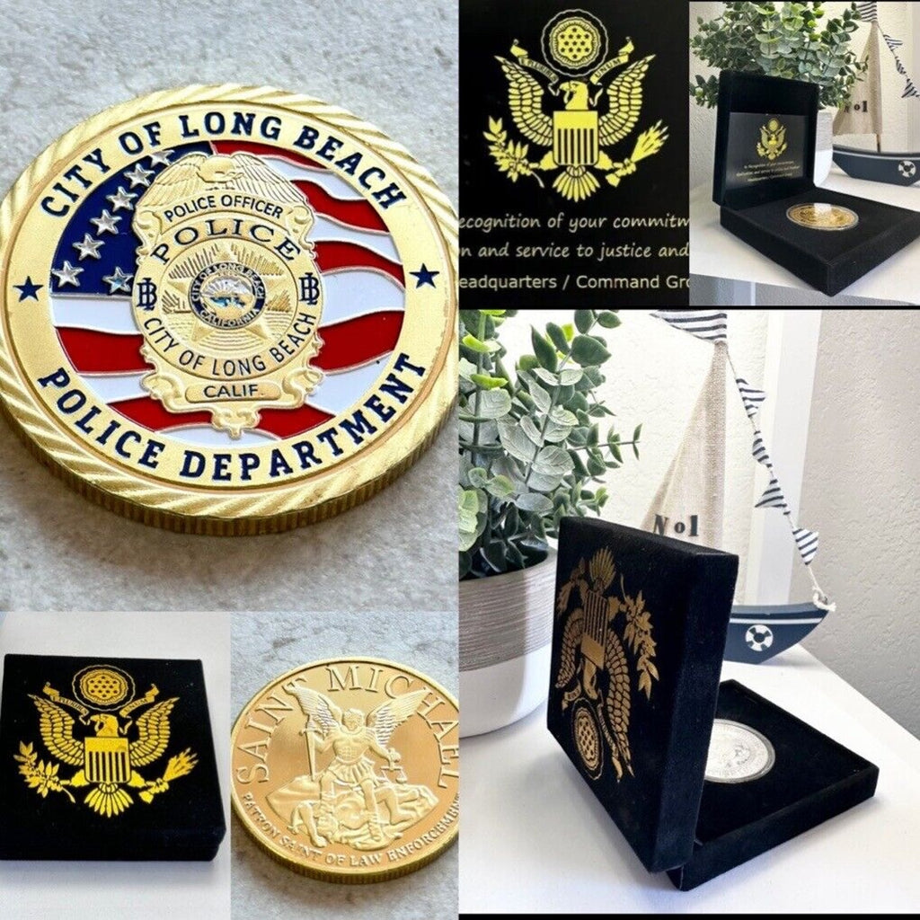 City Of Long Beach, Calif. Police Dept Challenge Coin With Special Velvet Case