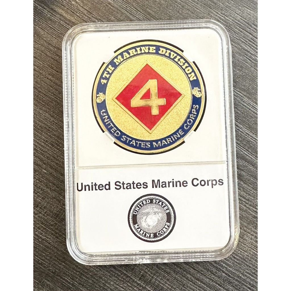 US Marine Corps - 4th MARINE DIVISION Challenge Coin With Case