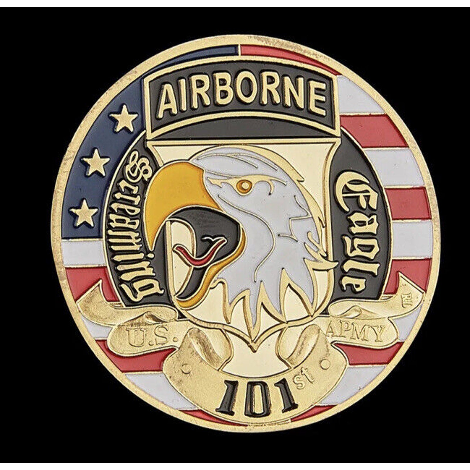 USA Challenge Coin Military 101st Airborne Army Division Gold Collectible