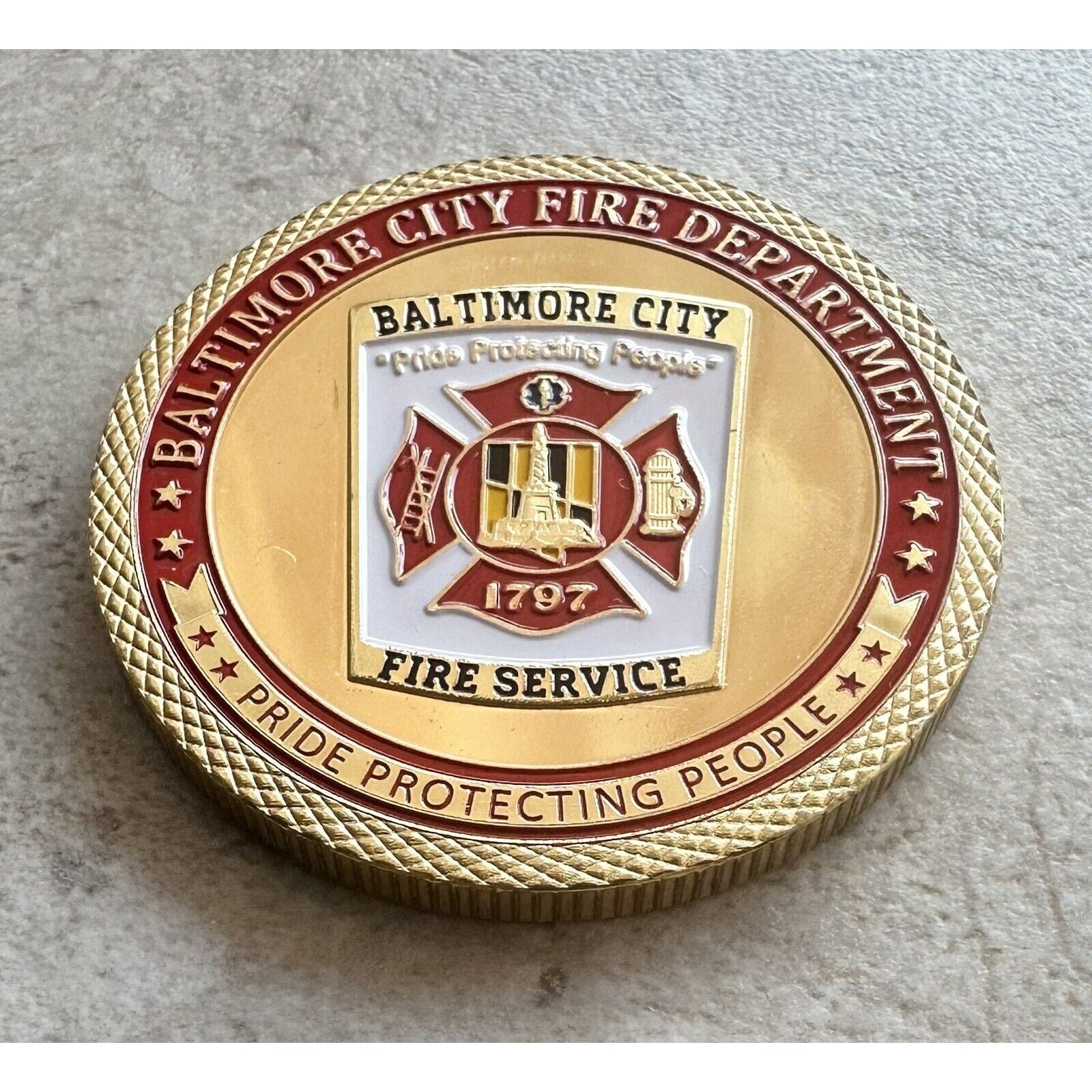 BALTIMORE CITY Fire Dept. Challenge Coin With Special Velvet Case.