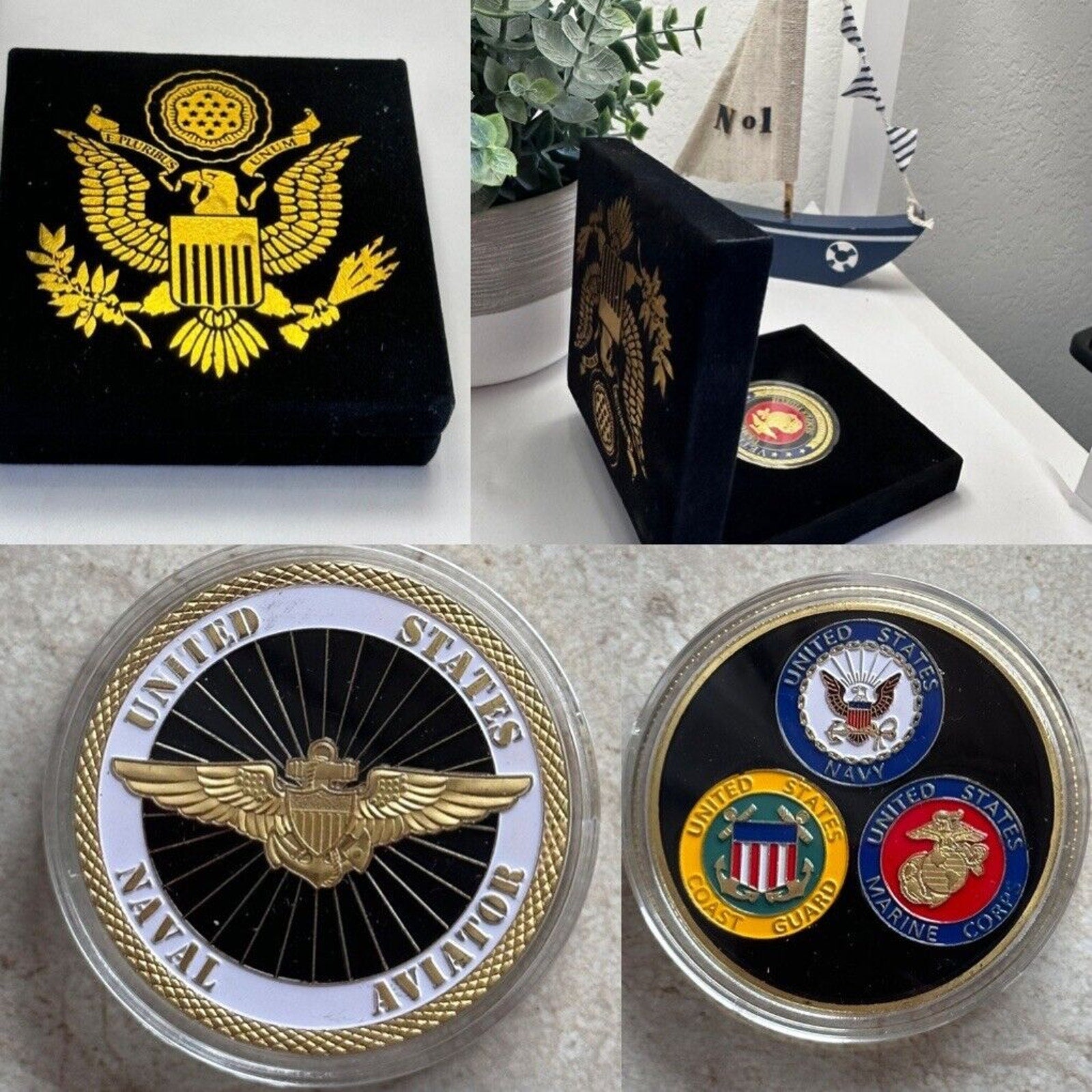USN NAVAL AVIATOR GOLD WINGS PILOT TOP GUN Challenge Coin NAVY US With Case