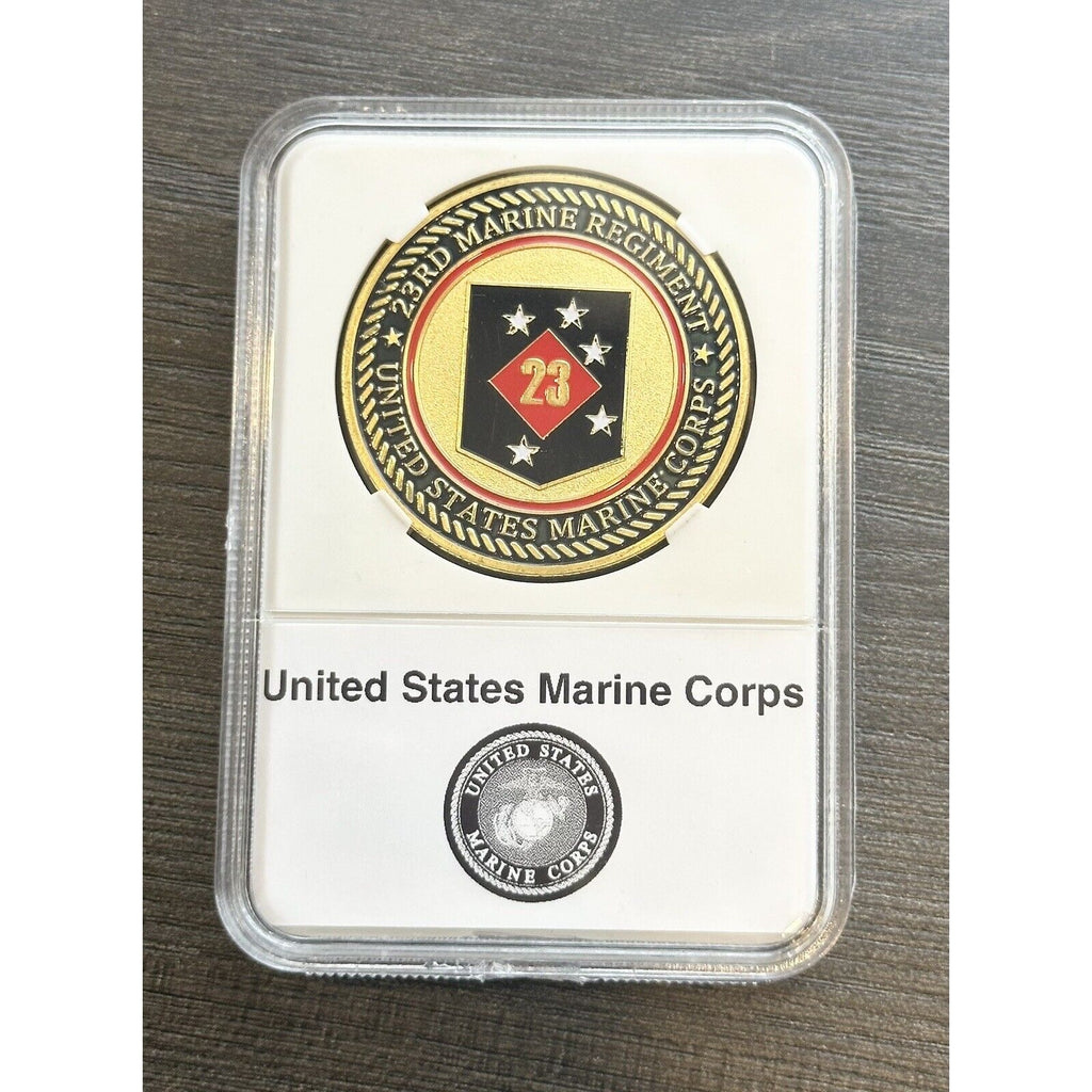 Us Marine Corps - 23rd MARINE REGIMENT Challenge Coin With Case