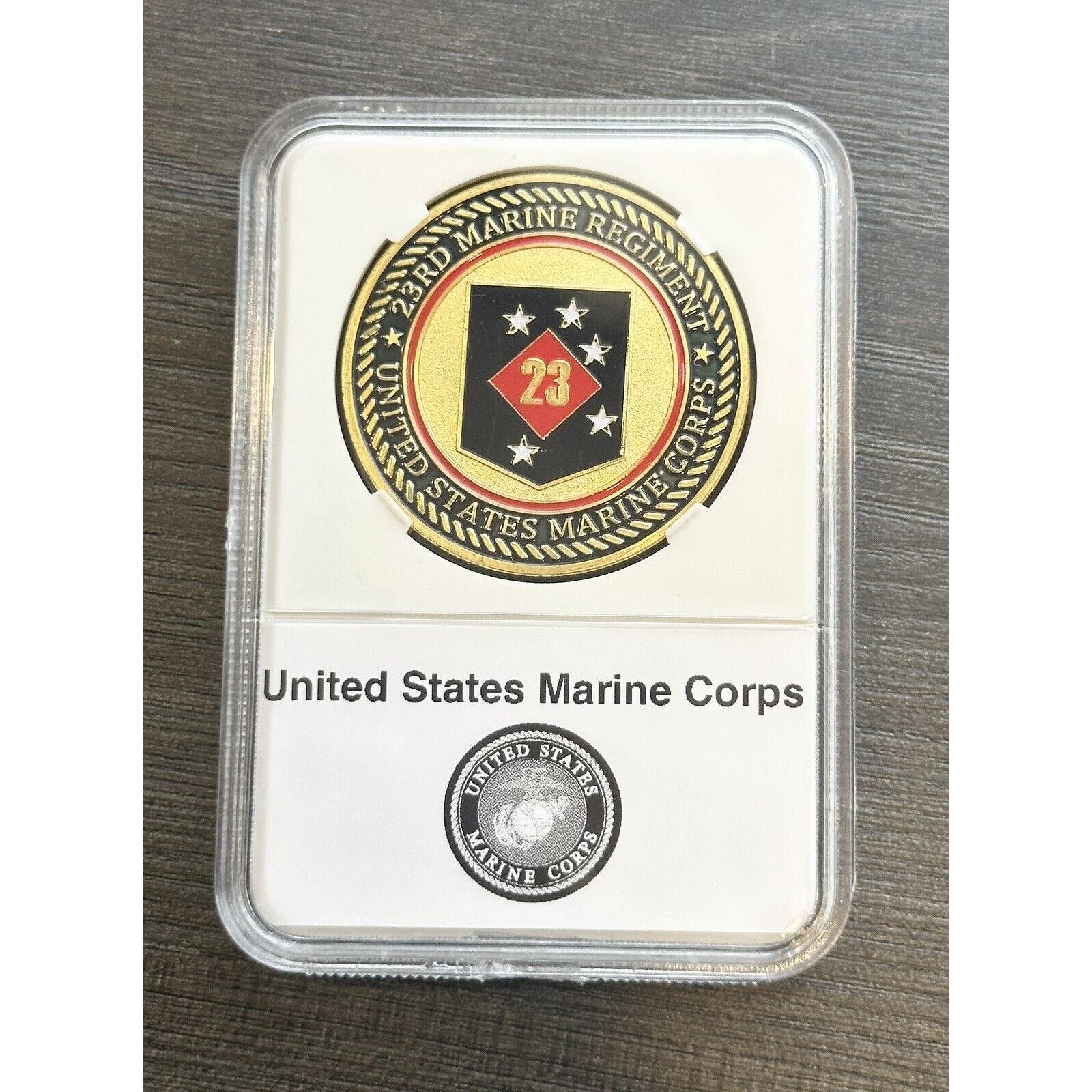 Us Marine Corps - 23rd MARINE REGIMENT Challenge Coin With Case