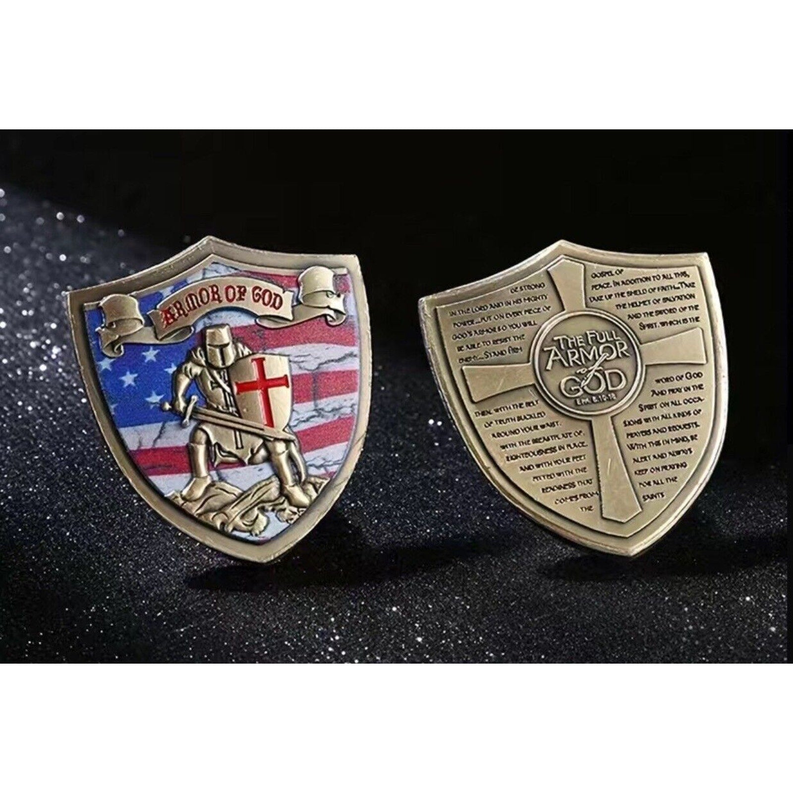 ARMOR OF PROTECTION SHIELD SILVER For US military Army Navy MEDAL CHALLENGE COIN