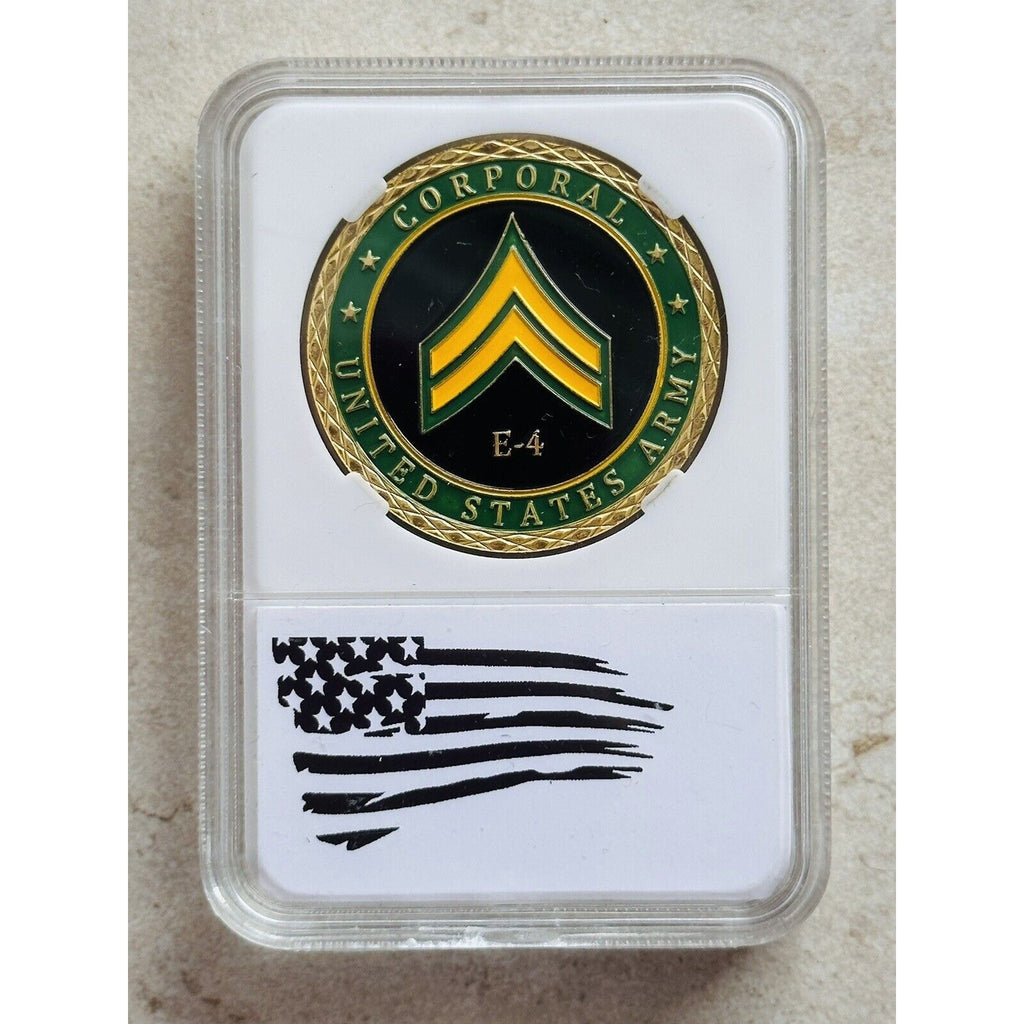US Army Corporal E4 Challenge Coin With Case