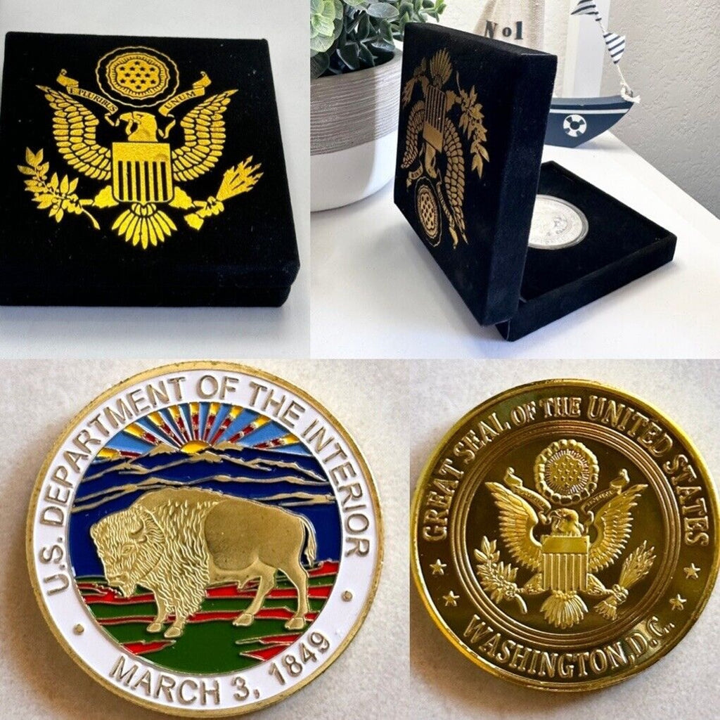 Department of Interior Challenge Coin Come With Velvet Case