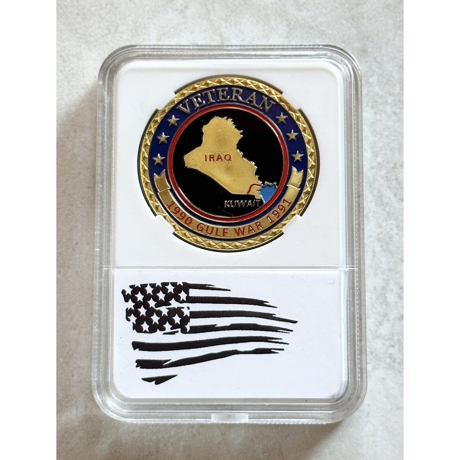 IRAQ VETERAN Challenge Coin (1990 Gulf War 1990) Come With Case.