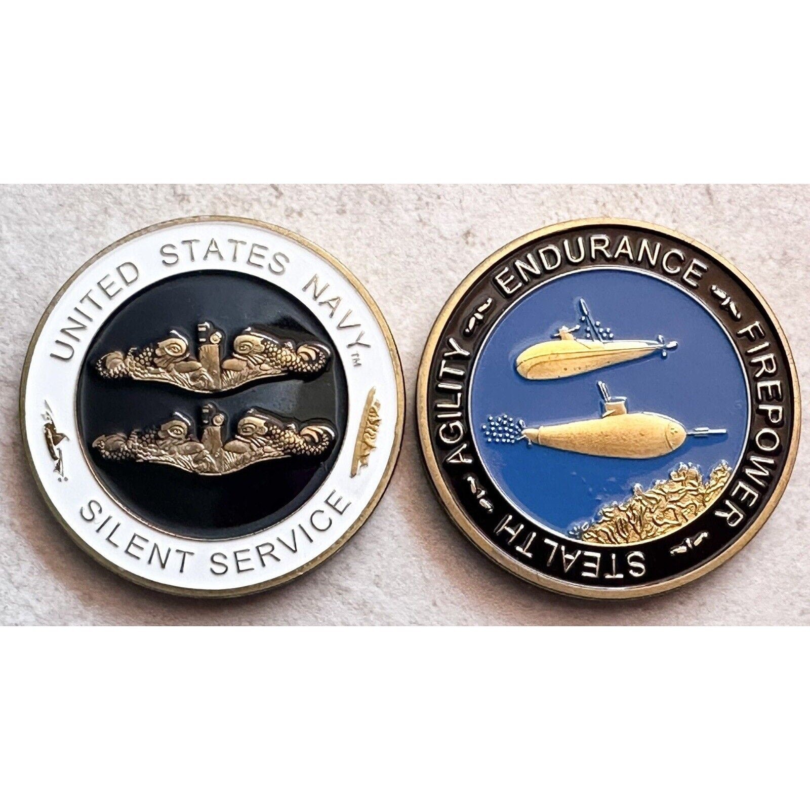SILENT SERVICE CHALLANGE COIN SUBMARINE BASE USN PIN UP US NAVY SUB VETERAN WOW