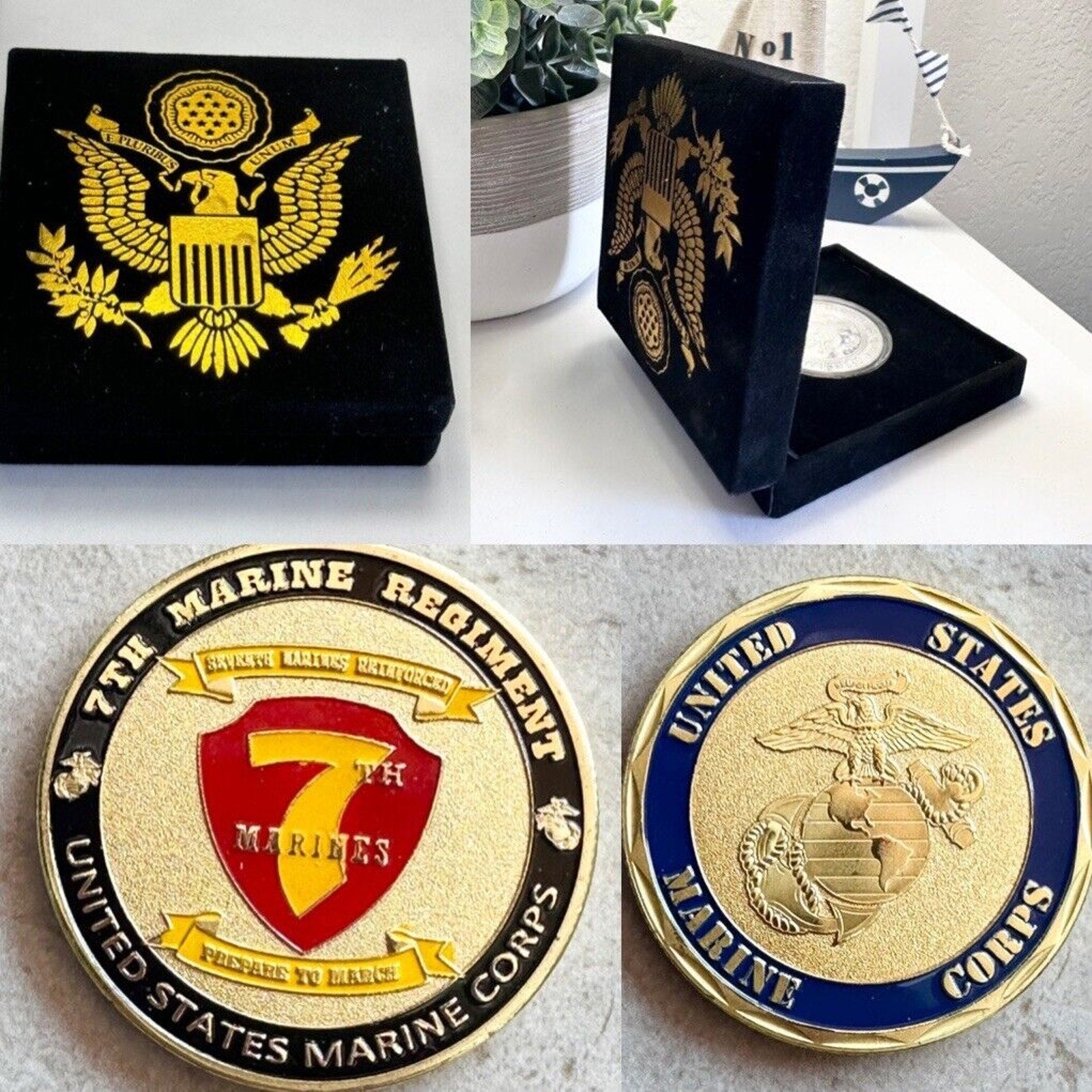 US MARINE CORPS - 7th MARINE REGIMENT Challenge Coin with velvet case