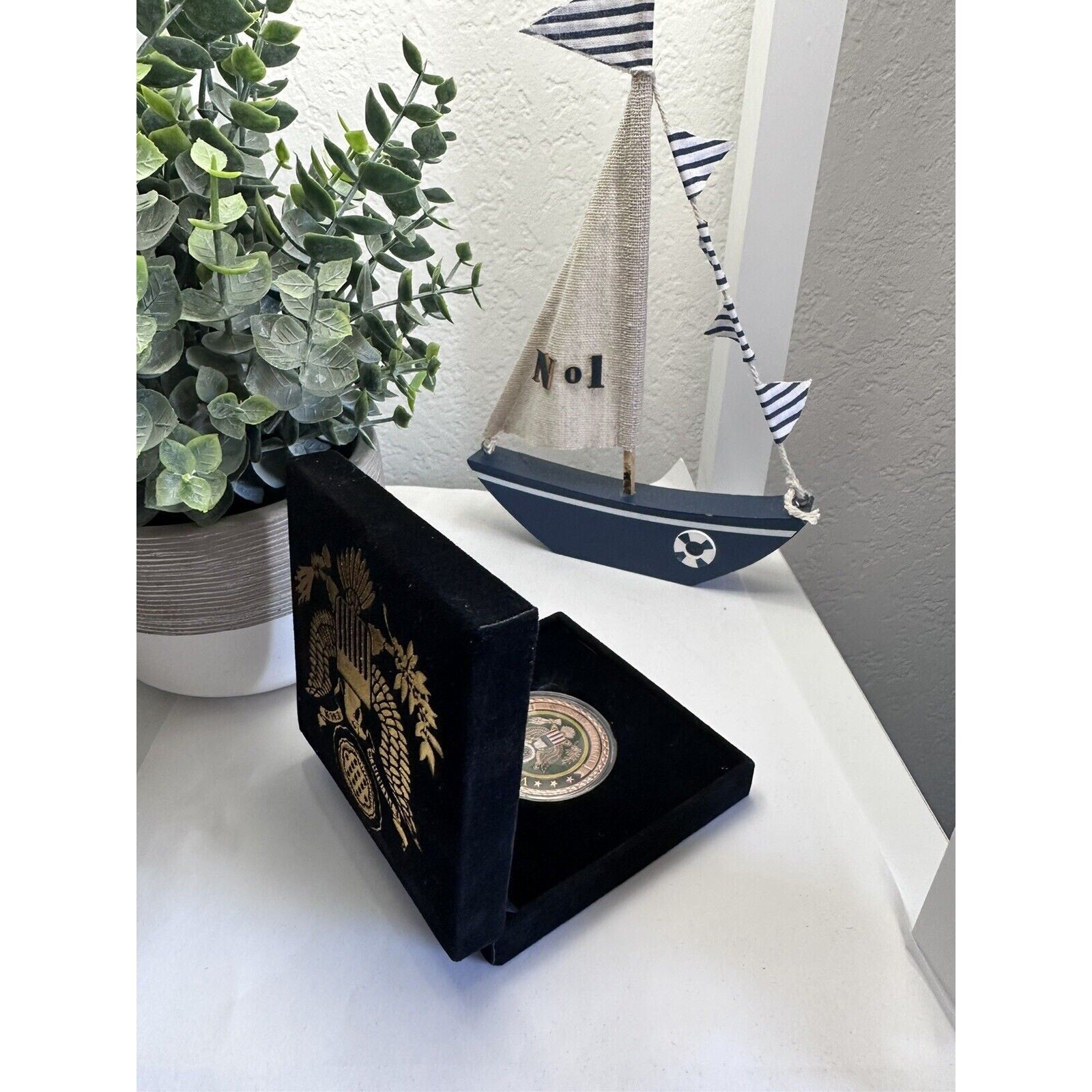 US Army Veteran Challenge Coin Copper with Velvet Presentation Case