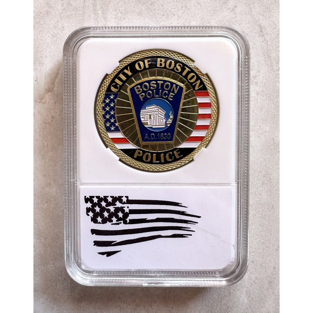 BOSTON POLICE DEPARTMENT CHALLENGE COIN With Case