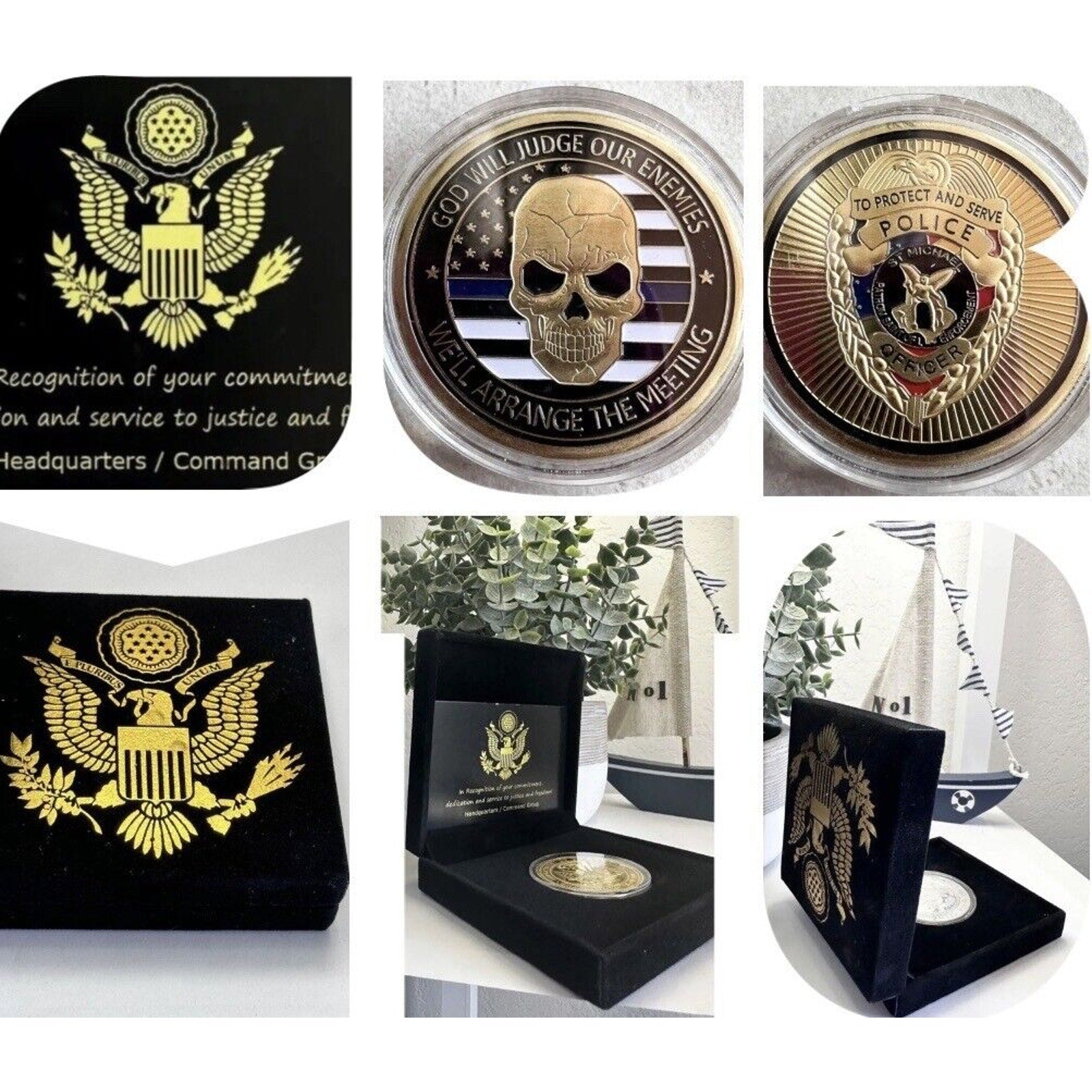 Badge Law Enforcement Protect Police Officer Prayer Challenge Coin USA
