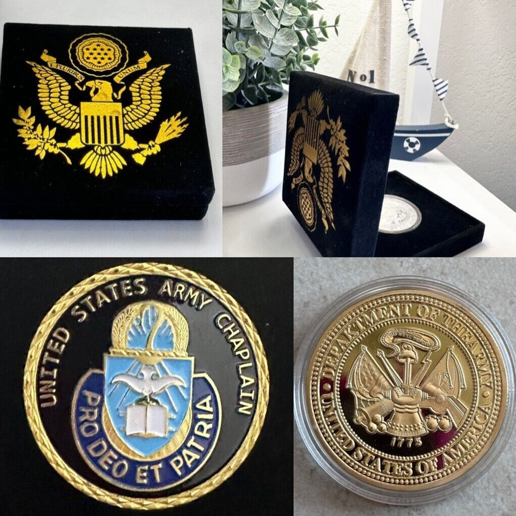 U S Army CHAPLAIN CORPS Challenge Coin With Velvet Presentation Box