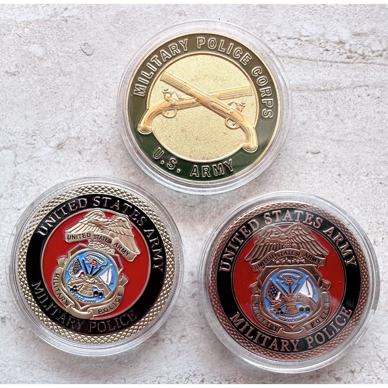 Lot of 3 MILITARY POLICE CORPS CHALLANGE COIN MP CID officer Agent US ARMY LOGO