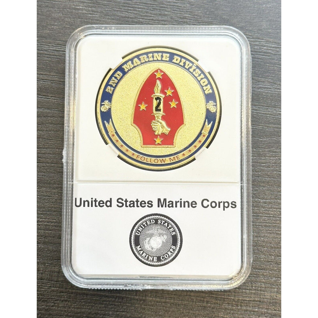 US Marine Corps - 2nd MARINE DIVISION Challenge Coin With Case