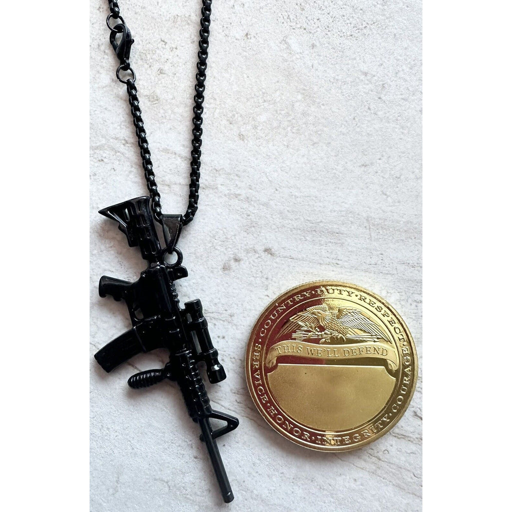 2 pcs US ARMY RANGER Lead The Way Challenge Coin 75th Battalion & men necklace