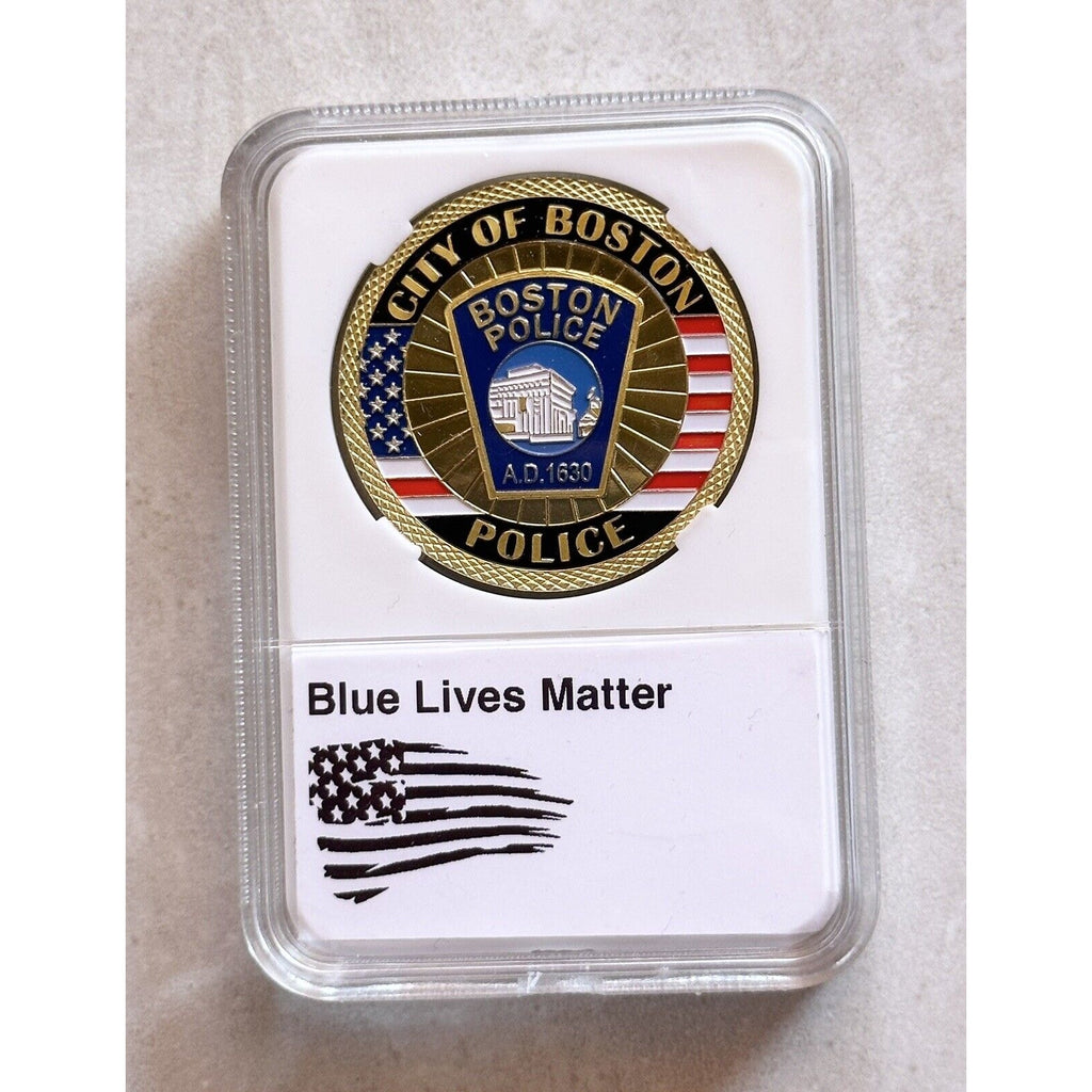 BOSTON POLICE DEPARTMENT CHALLENGE COIN With Case