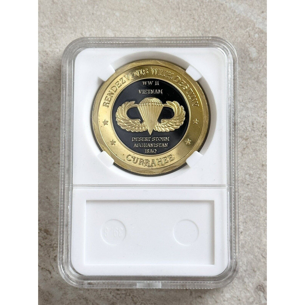 US ARMY 101ST AIRBORNE WW II/VIETNAM CURRAHEE CHALLENGE COIN With Case