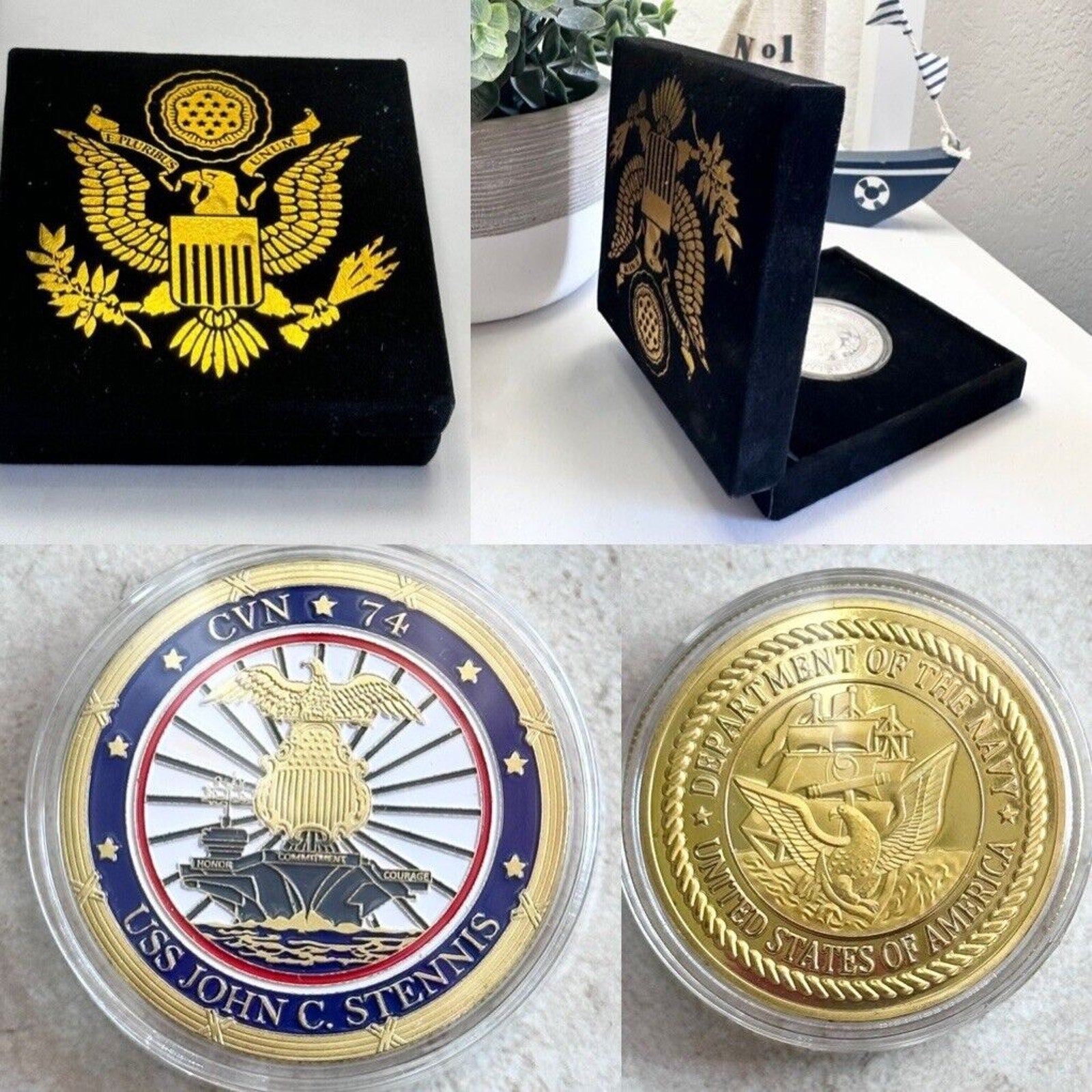 US NAVY USS JOHN C. STENNISCVN-74 Challenge Coin with velvet case