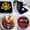 Friendship challenge coin America and Ukraine with velvet case