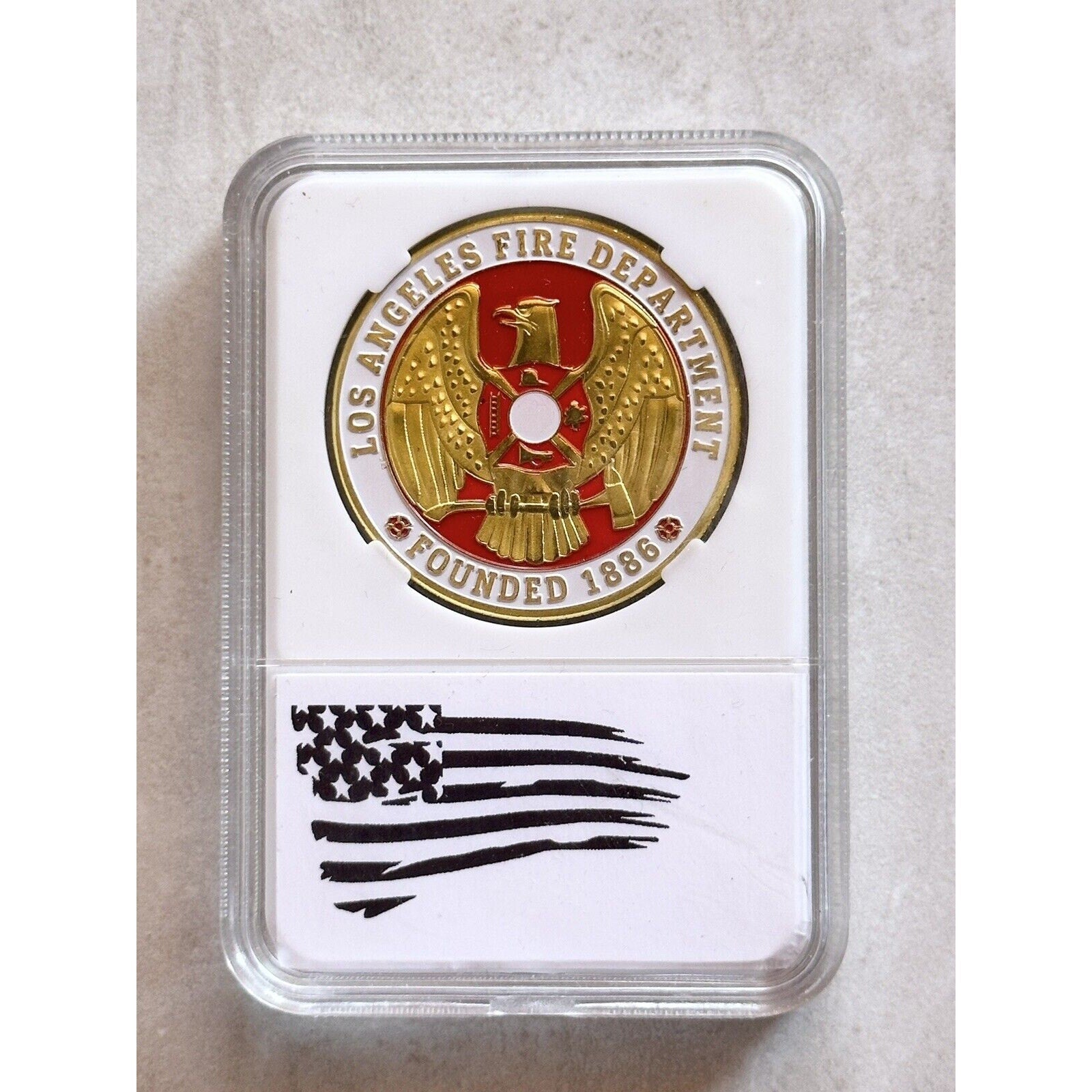 CITY OF LOS ANGELES FIRE DEPARTMENT FIRE FIGHTERS CHALLENGE COIN With Case