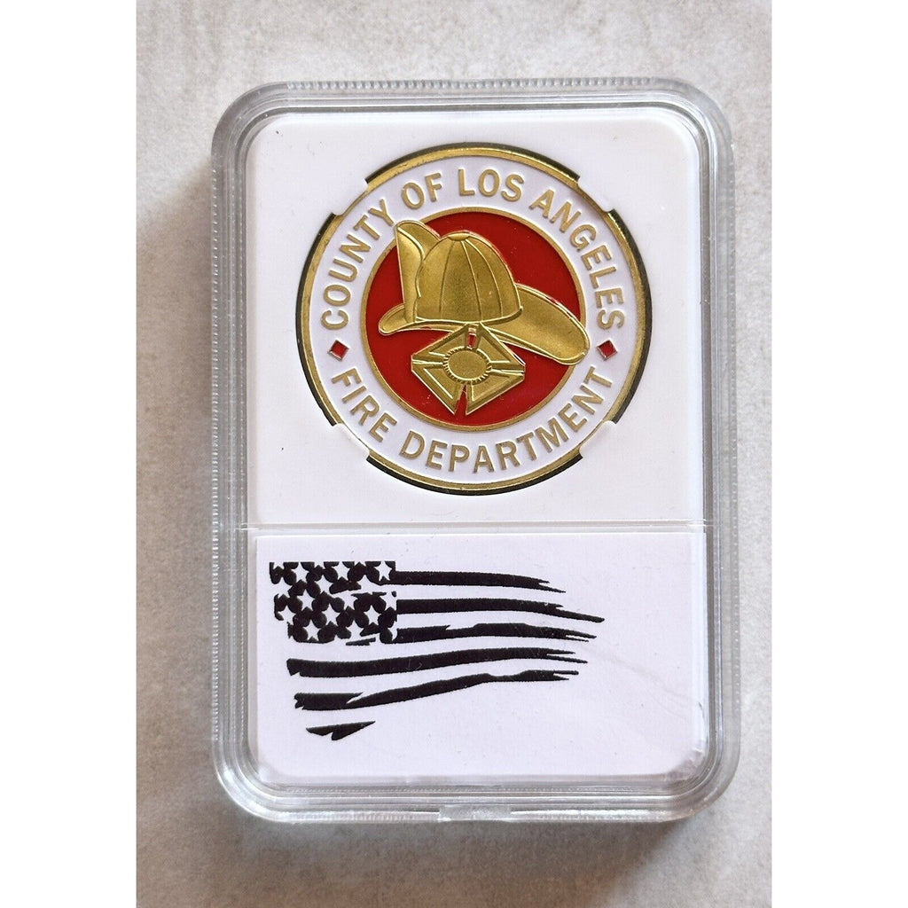 COUNTY OF LOS ANGELES FIRE DEPARTMENT CHALLENGE COIN With Case
