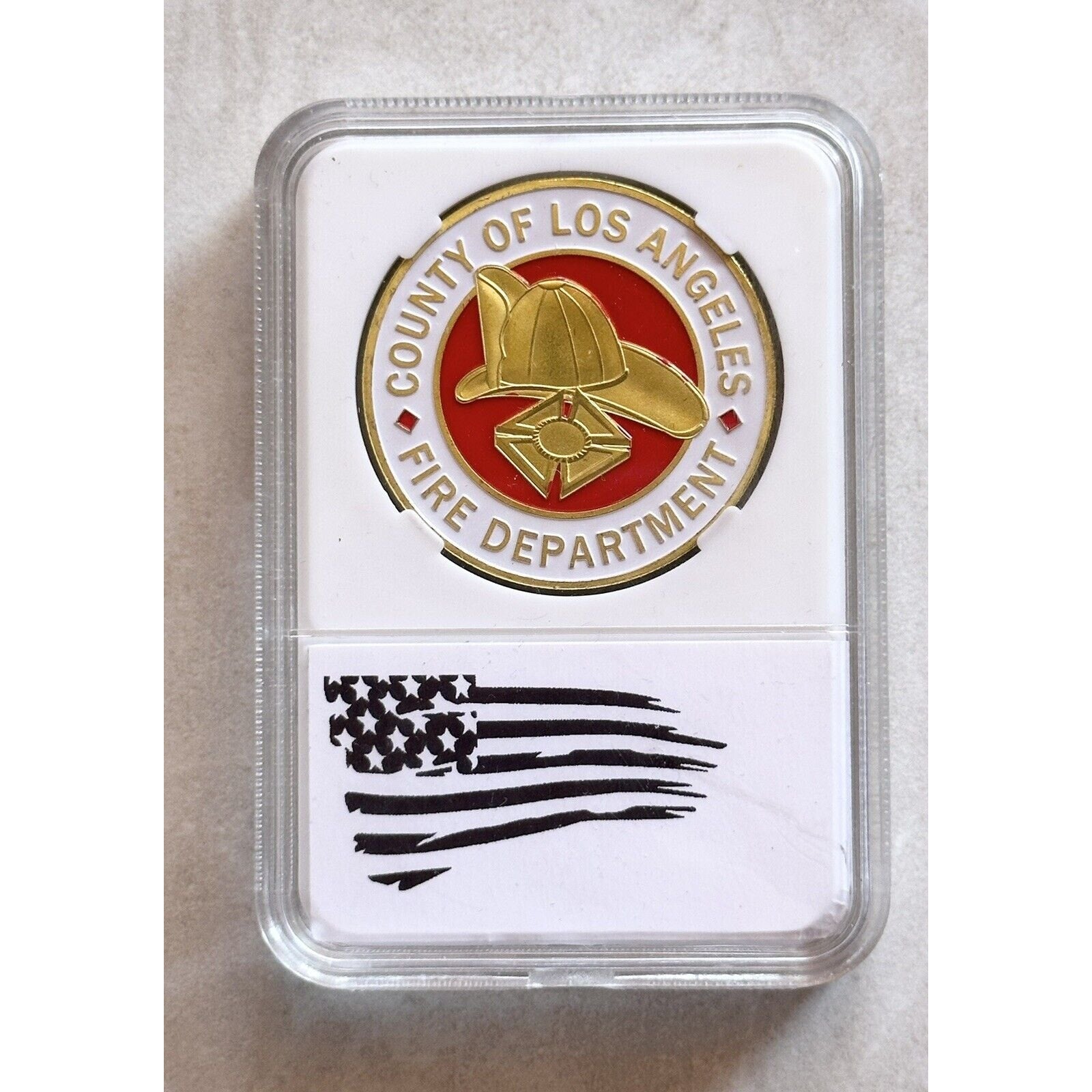 COUNTY OF LOS ANGELES FIRE DEPARTMENT CHALLENGE COIN With Case