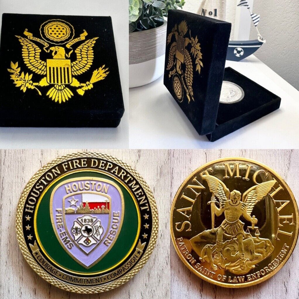 HOUSTON Fire Dept. Challenge Coin with special velvet case
