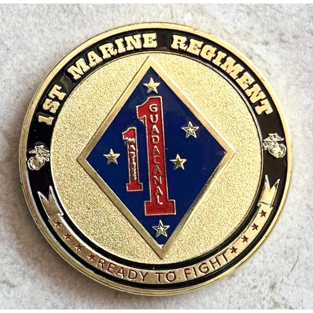 Us Marine Corps - 1st Marine Regiment Challenge Coin With 3D Display Case