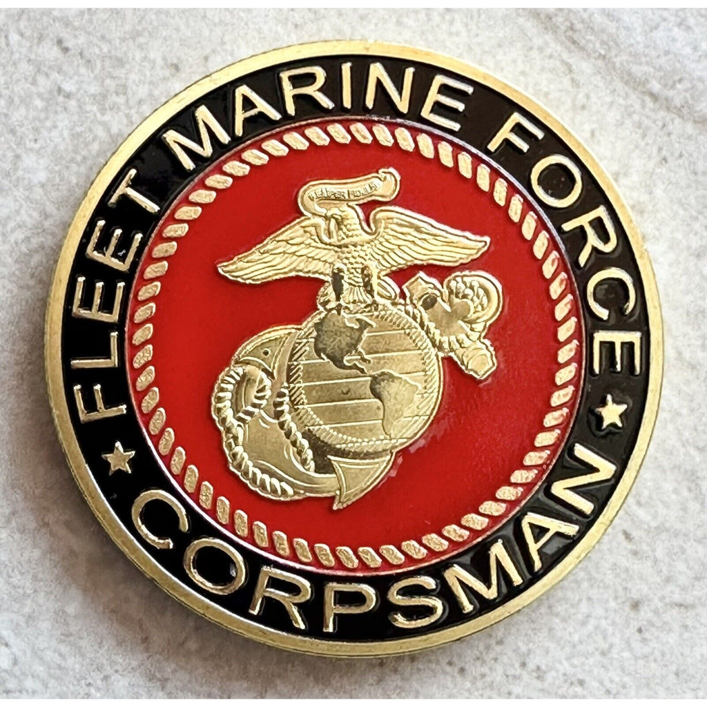 U.S. United States Marine Corps Fleet Marine Force FMF Corpsman Gold Plated Coin